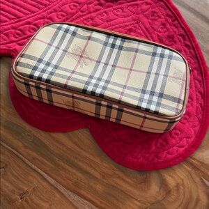 Burberry Plaid Beige and Black Checkered Clutch